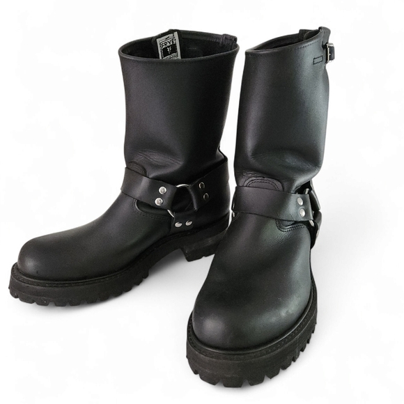 FRYE Harness 12R Black Leather Boots men’s size 11 - Picture 4 of 13